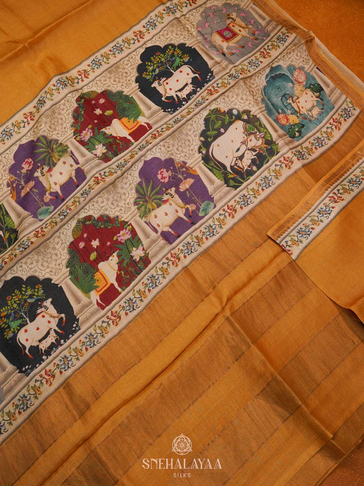 Yellow Tussar Saree