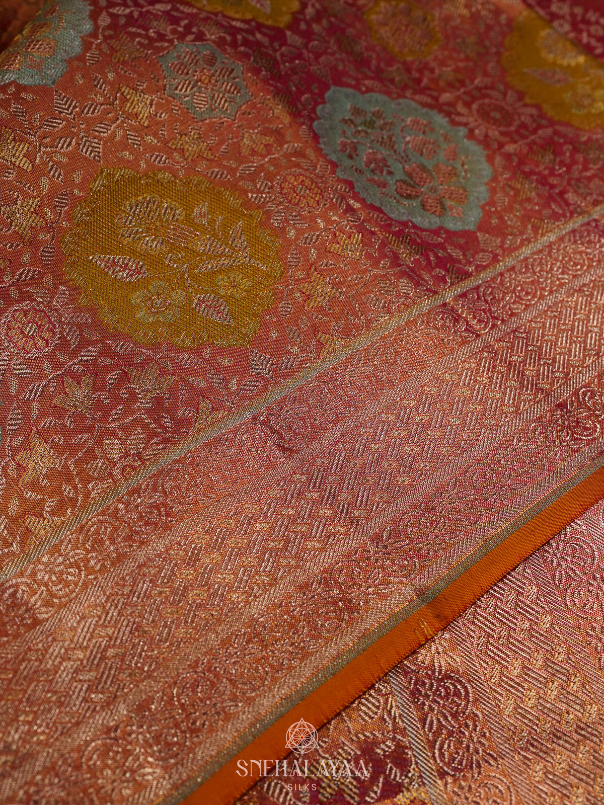 Peach kanjivaram Silk Saree