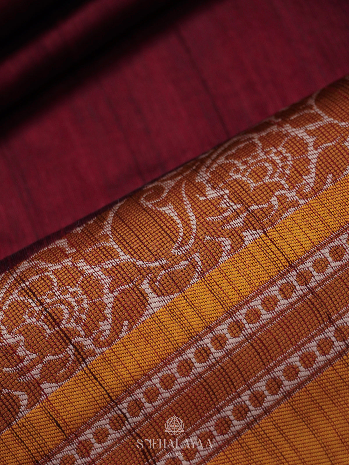Maroon Munga Tussar Saree