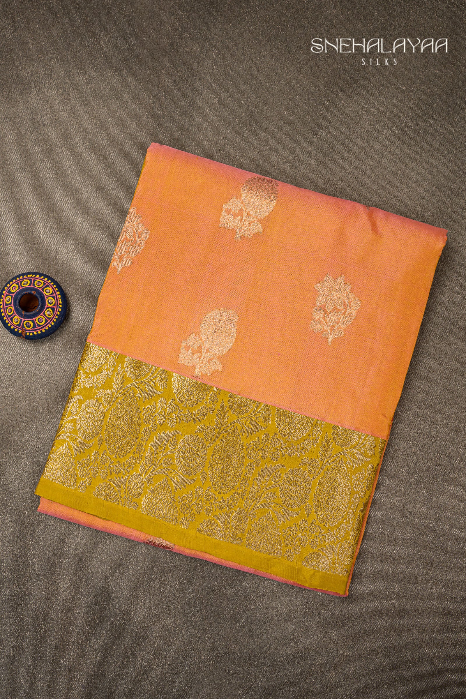 Peach Pink Venkatagiri Silk Saree