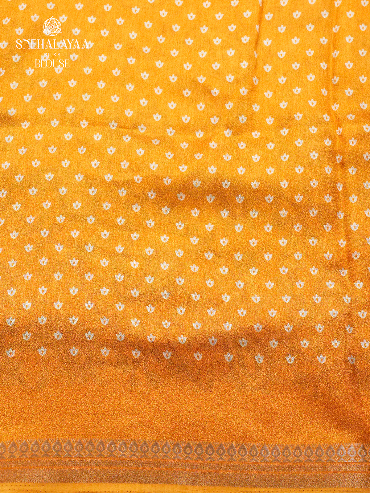 Mustard Yellow Chiffon Saree