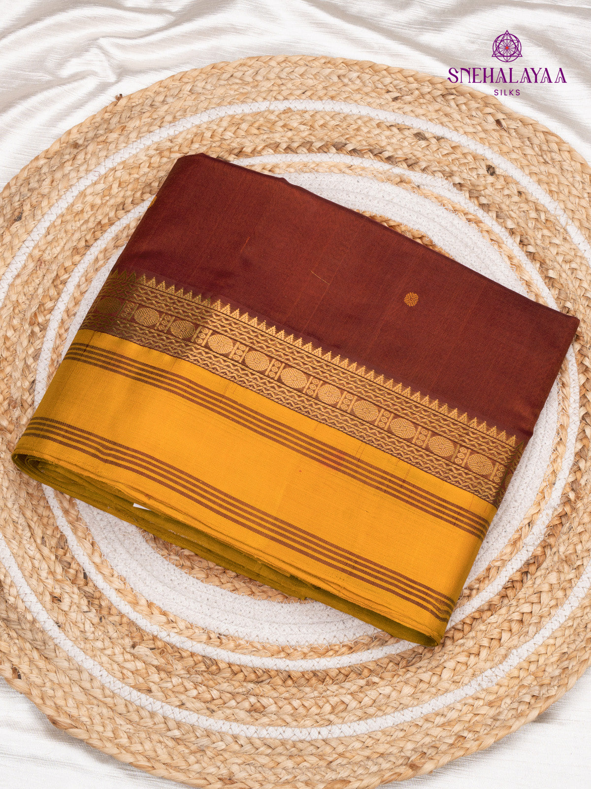 Brown Kanchi Silk Cotton Saree