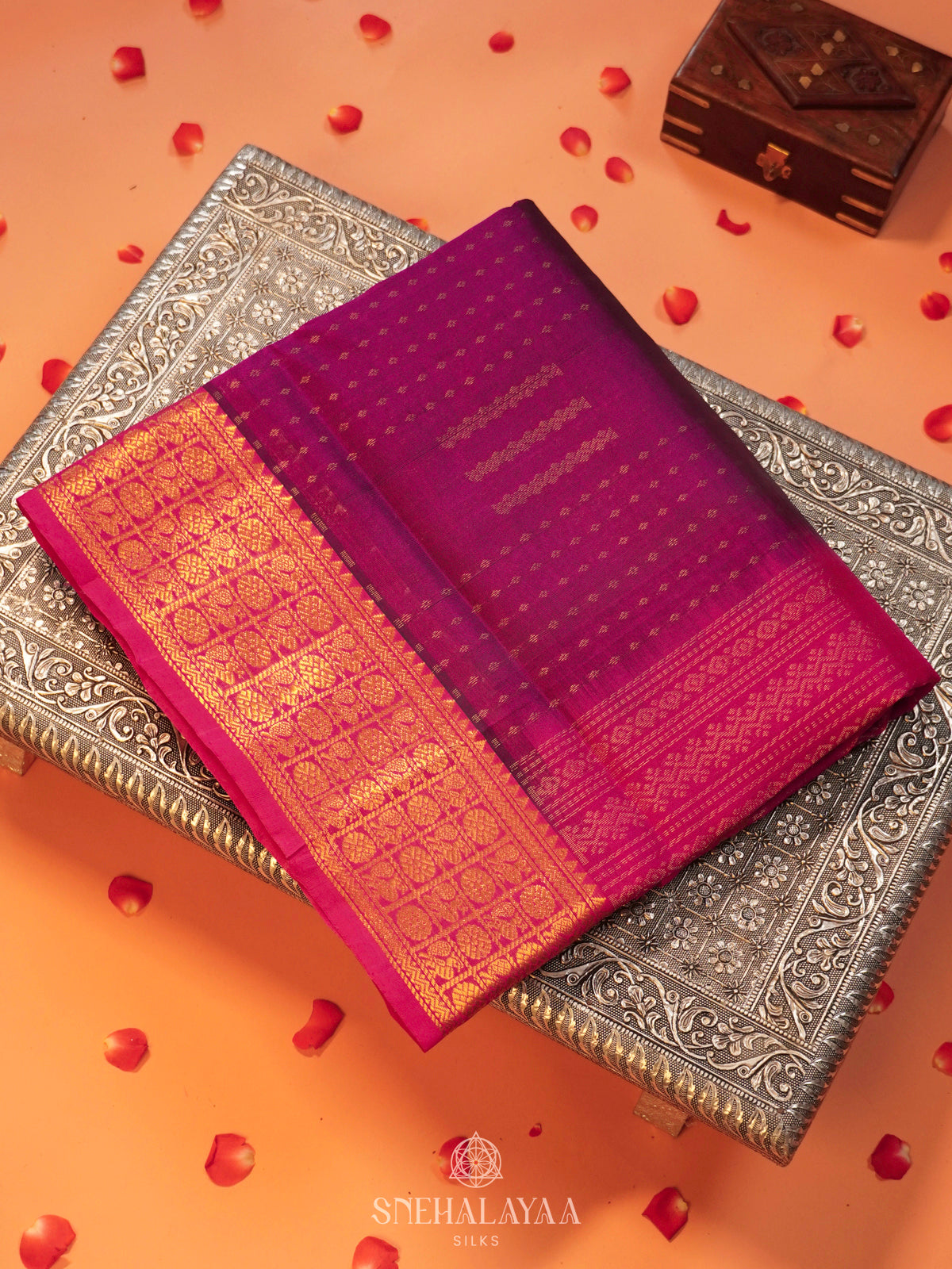 Violet Kanchi Silk Cotton Saree