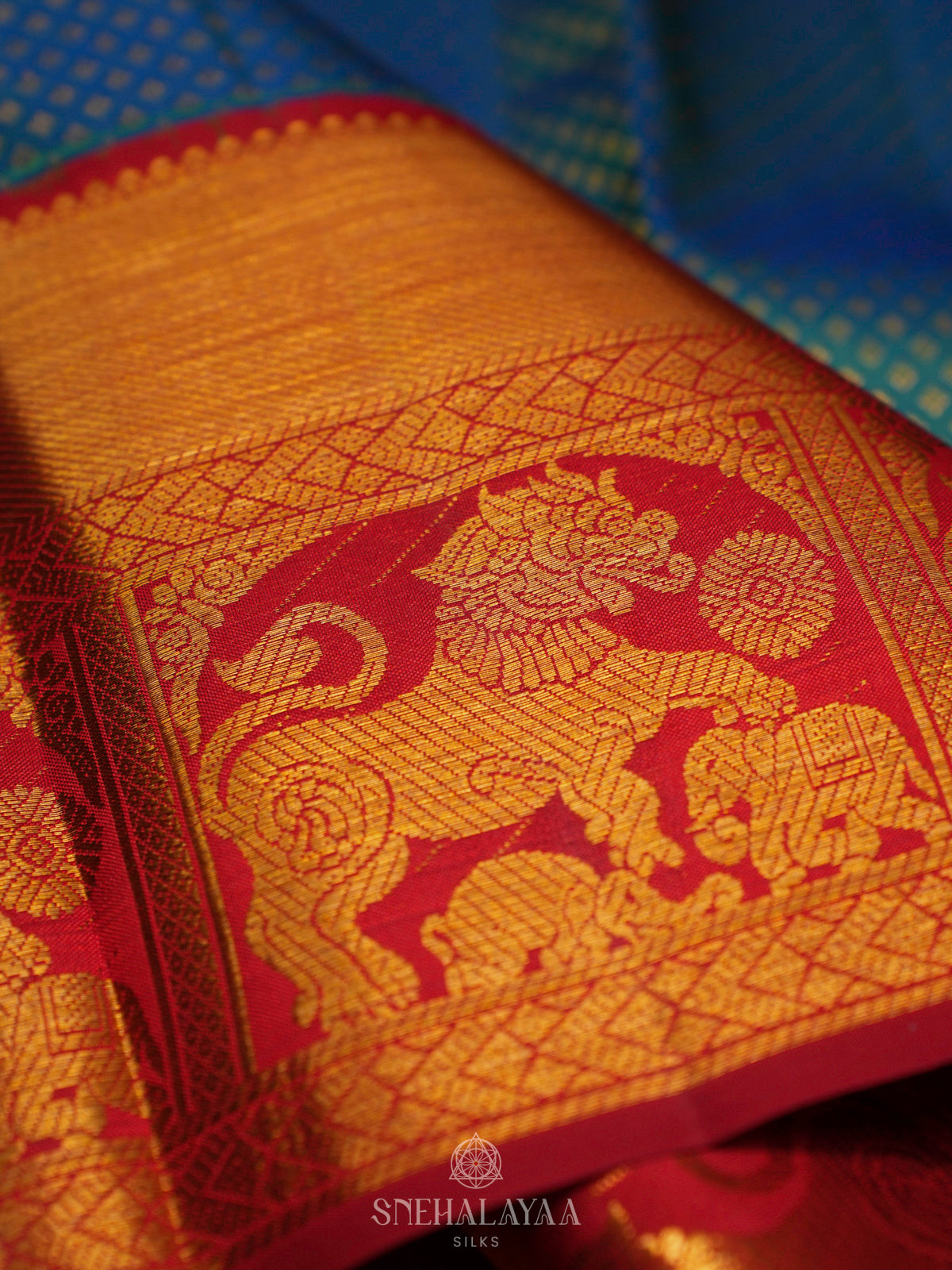 Peacock Blue Kanjivaram Silk Saree