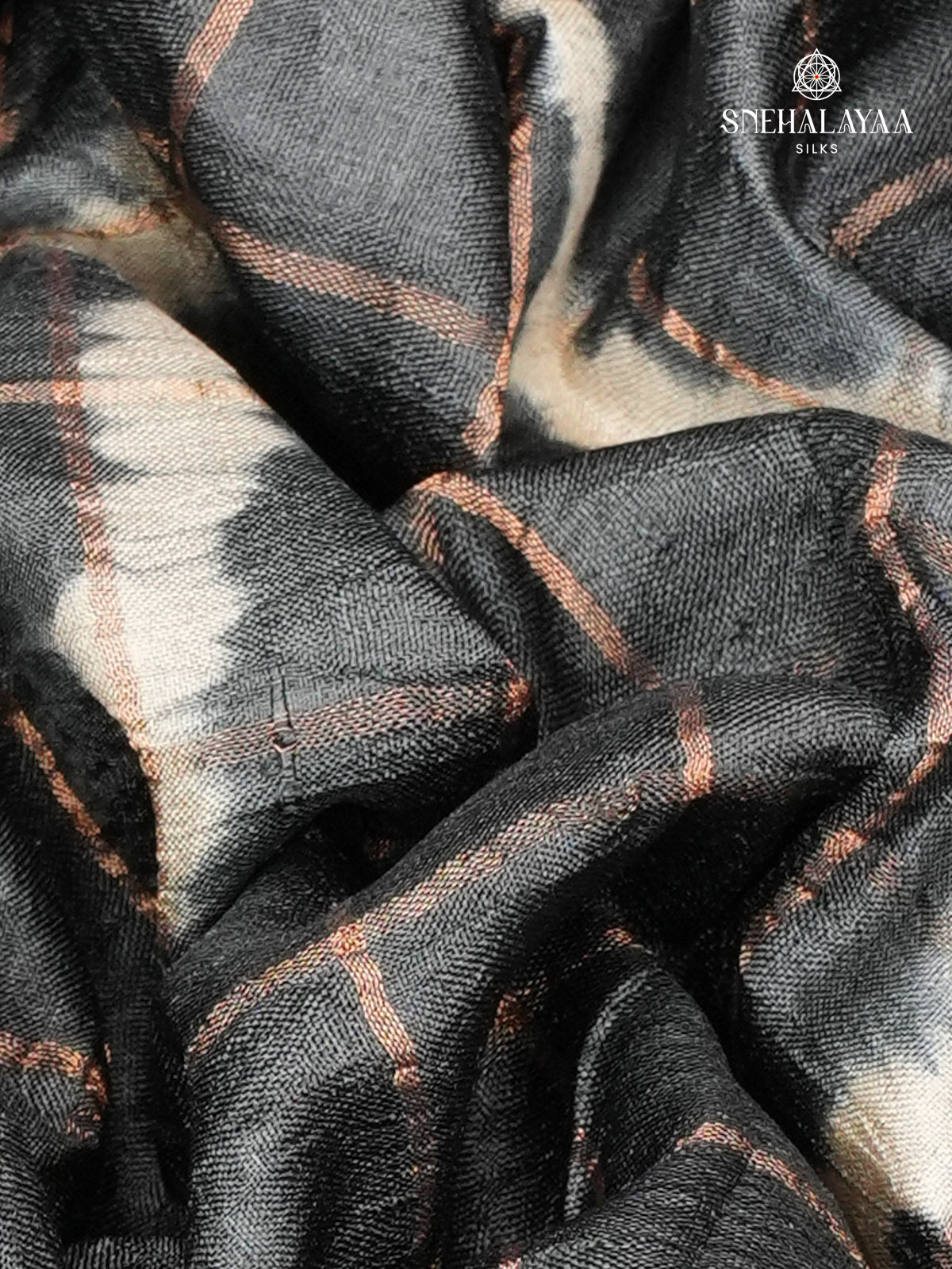 Black Tussar Silk Saree