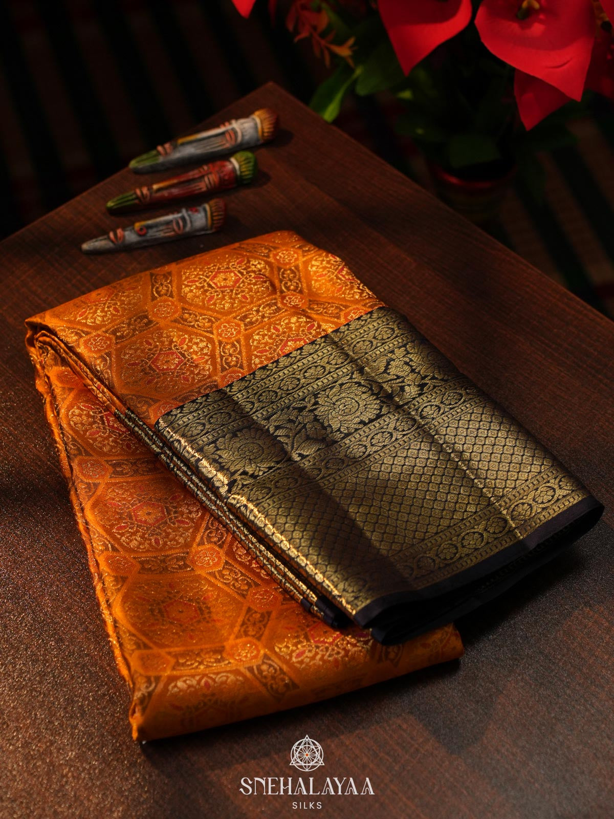 Orange Kanjivaram Silk Saree