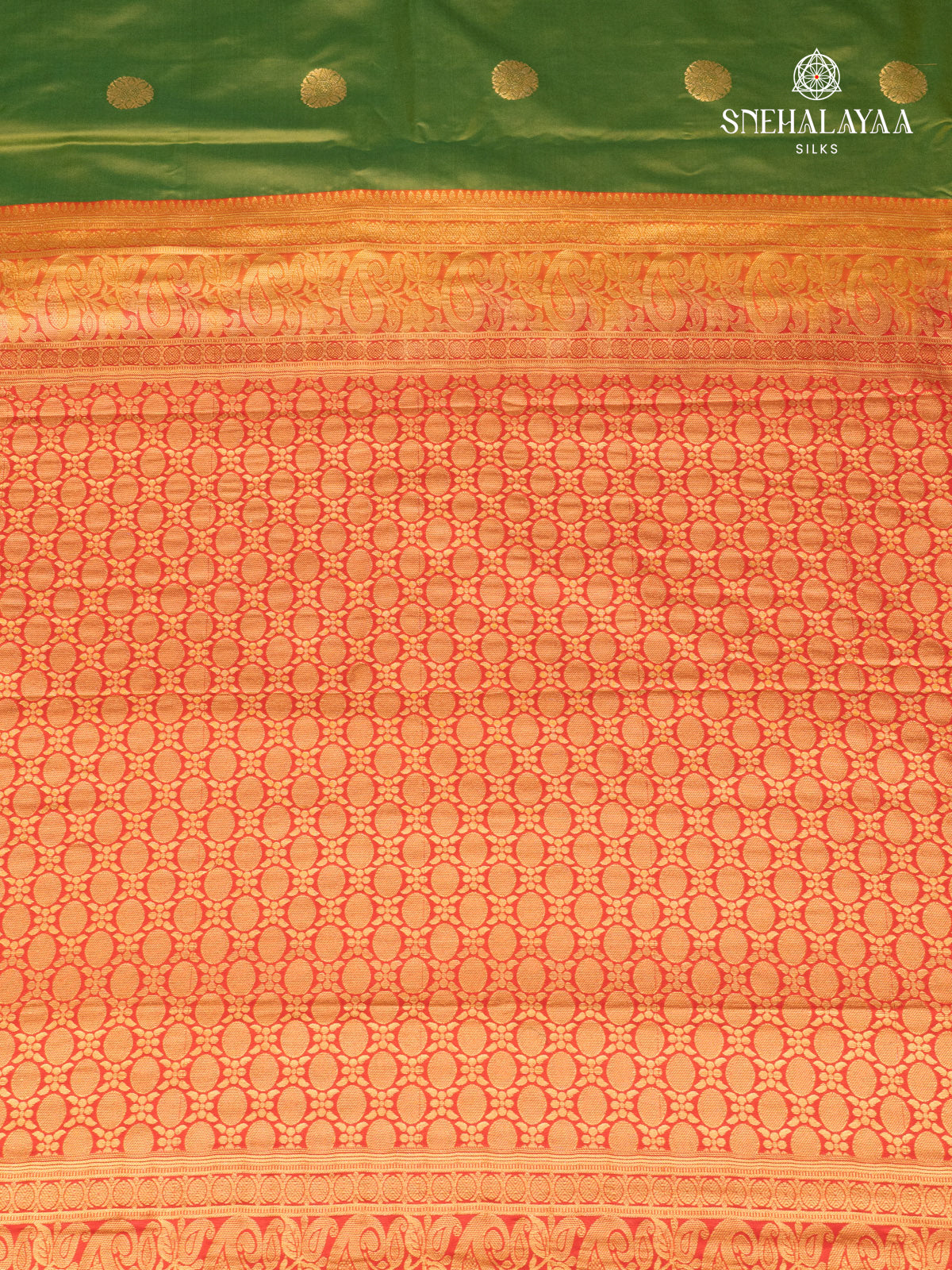 Olive Green Gadwal Silk Saree