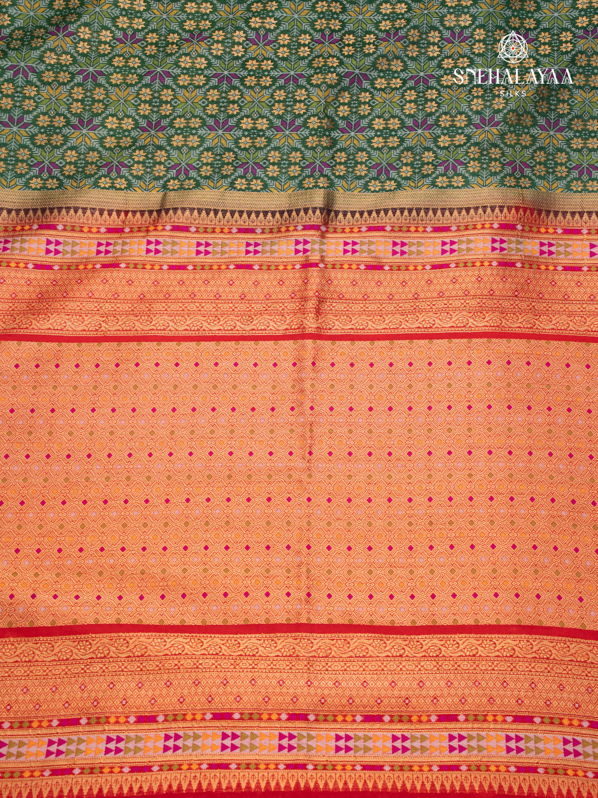 Green Ikat Silk Saree