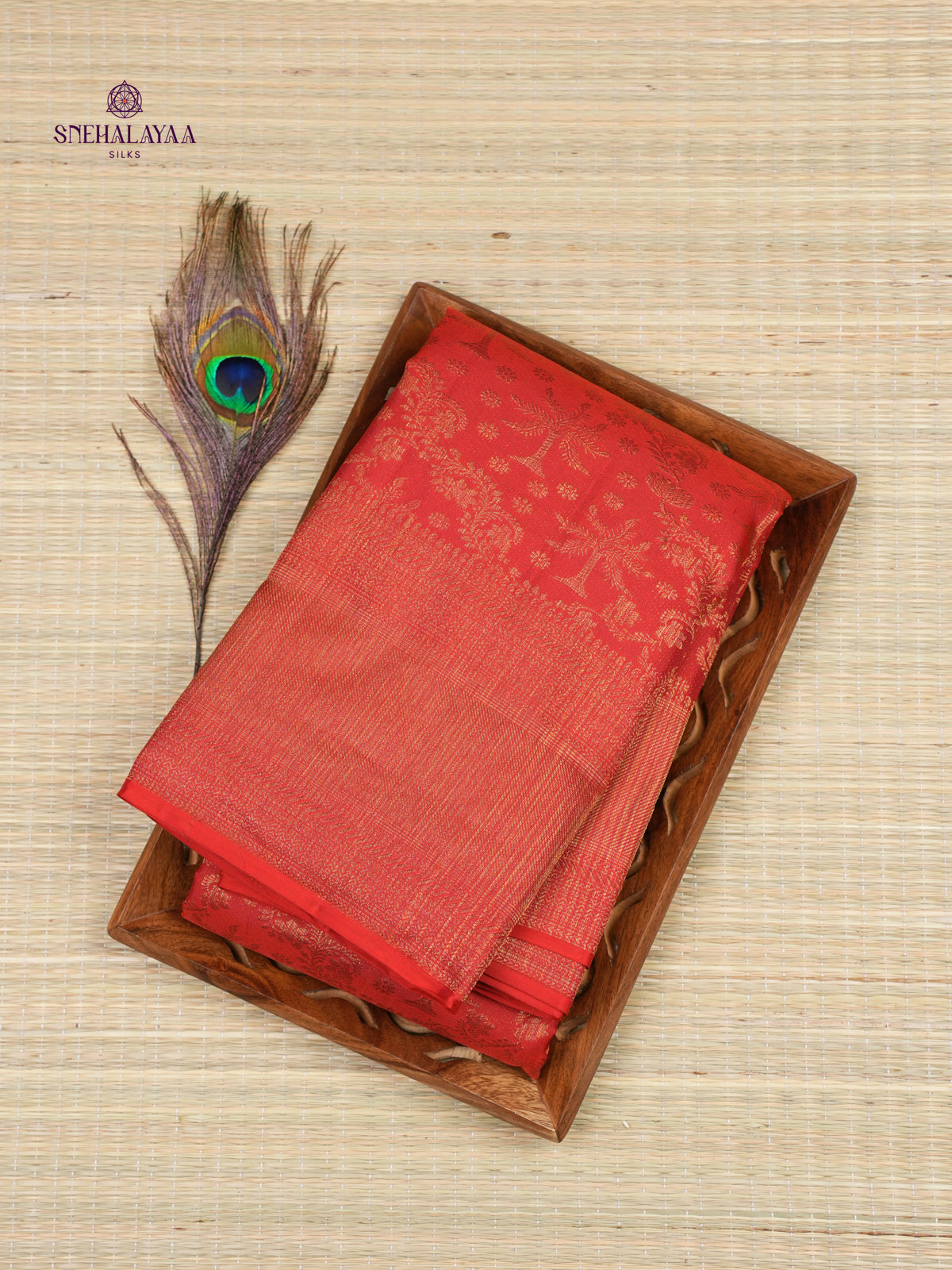 Rust Orange Kanjivaram Silk Saree