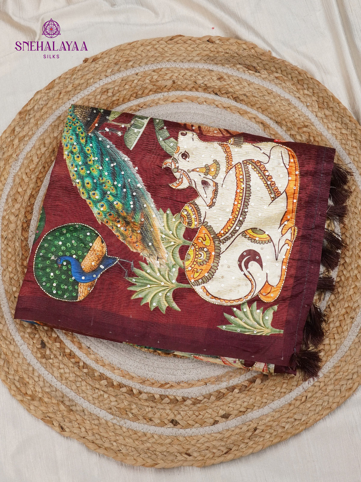 Brown Crush Embroidery Saree