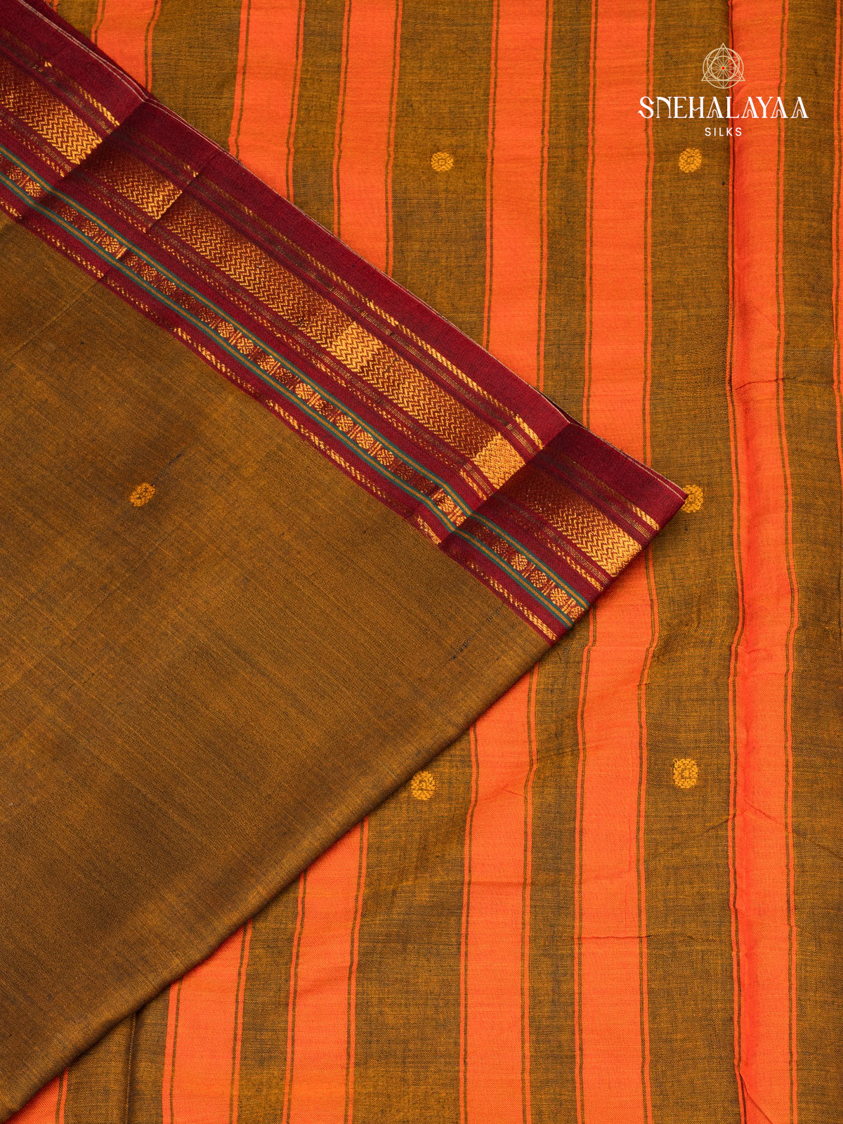 Mustard Brown Narayanpet Cotton Saree