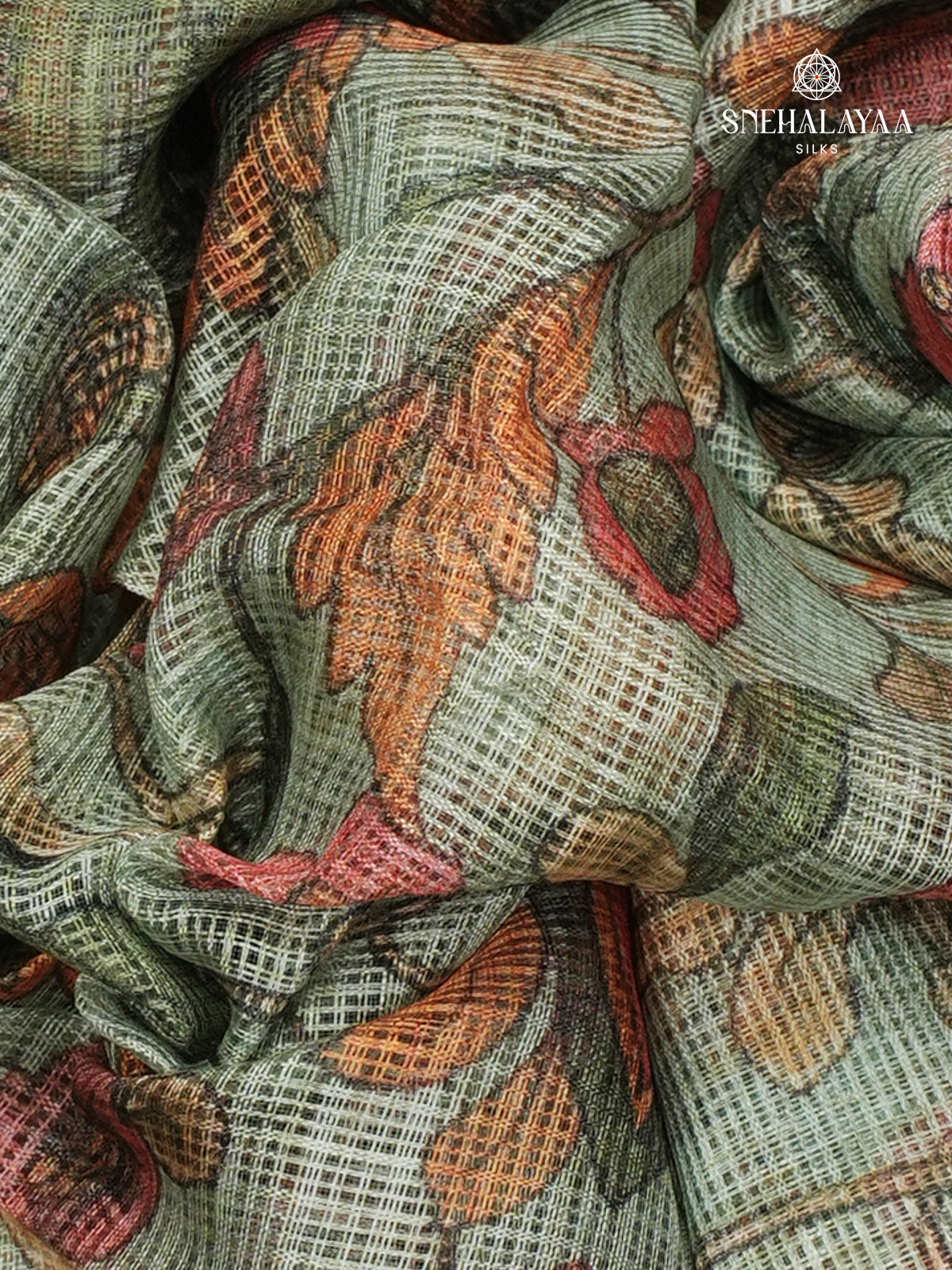 Teal Green Printed Kota Saree