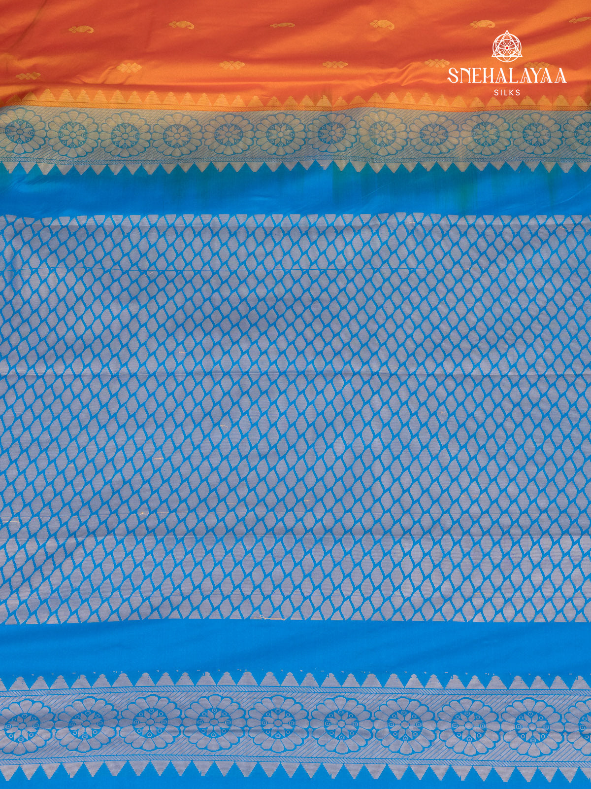 Orange Gadwal Silk Saree