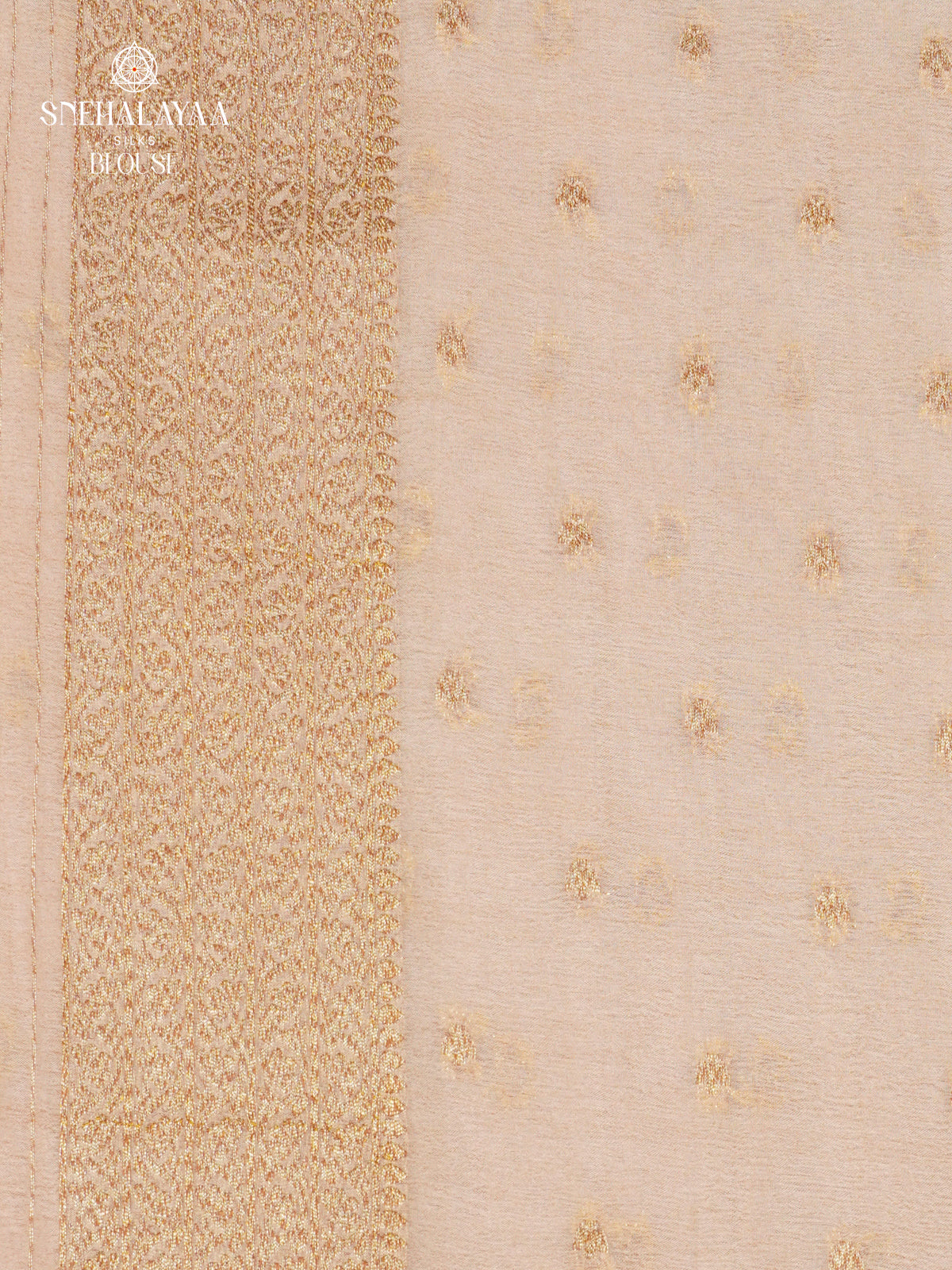 Cream Banaras Crepe Silk Saree