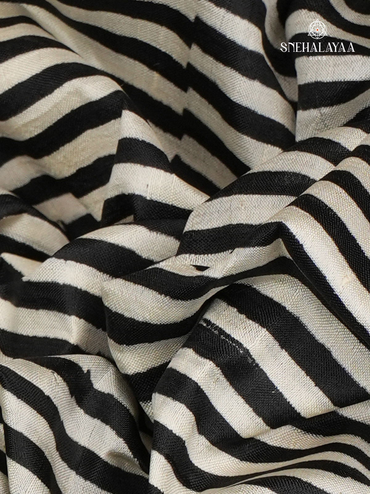 Black and White Tussar Silk Saree