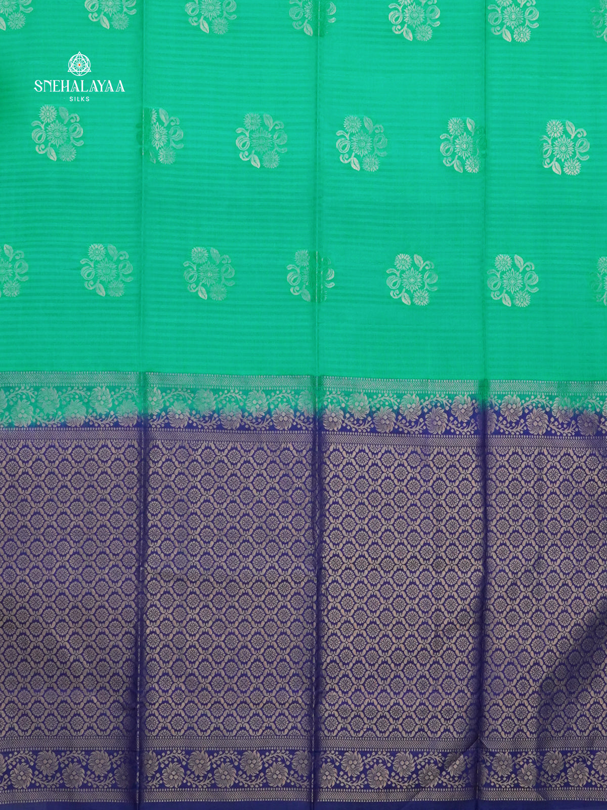 Sea Green Borderless Kanjivaram Soft Silk Saree