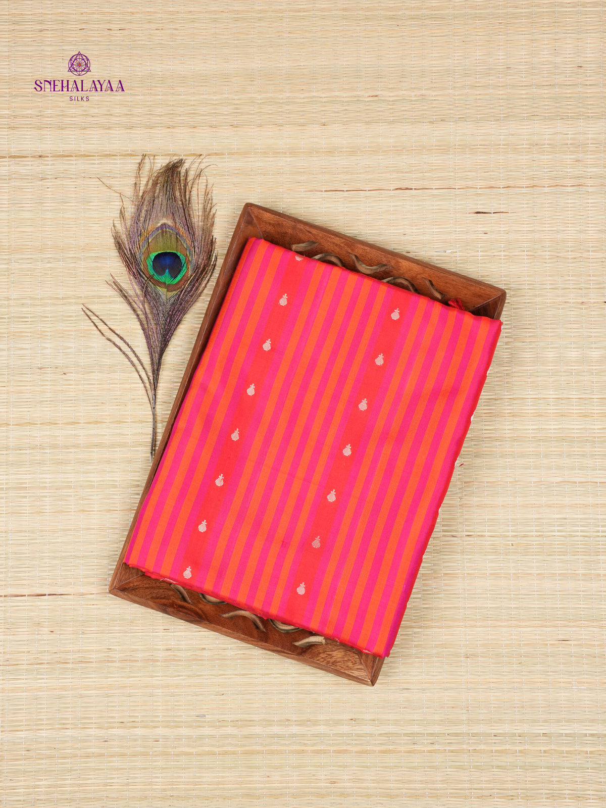 Orange Borderless Kanjivaram Soft Silk Saree