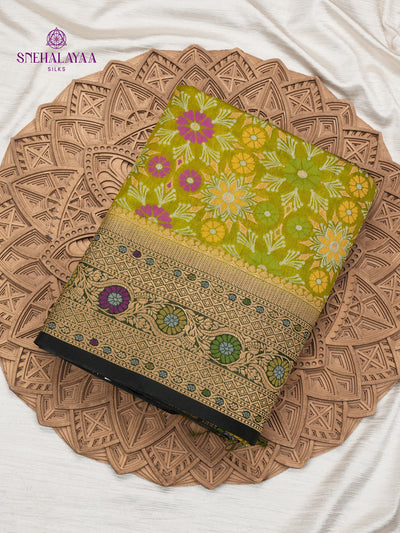 Lime Green Ikat Saree