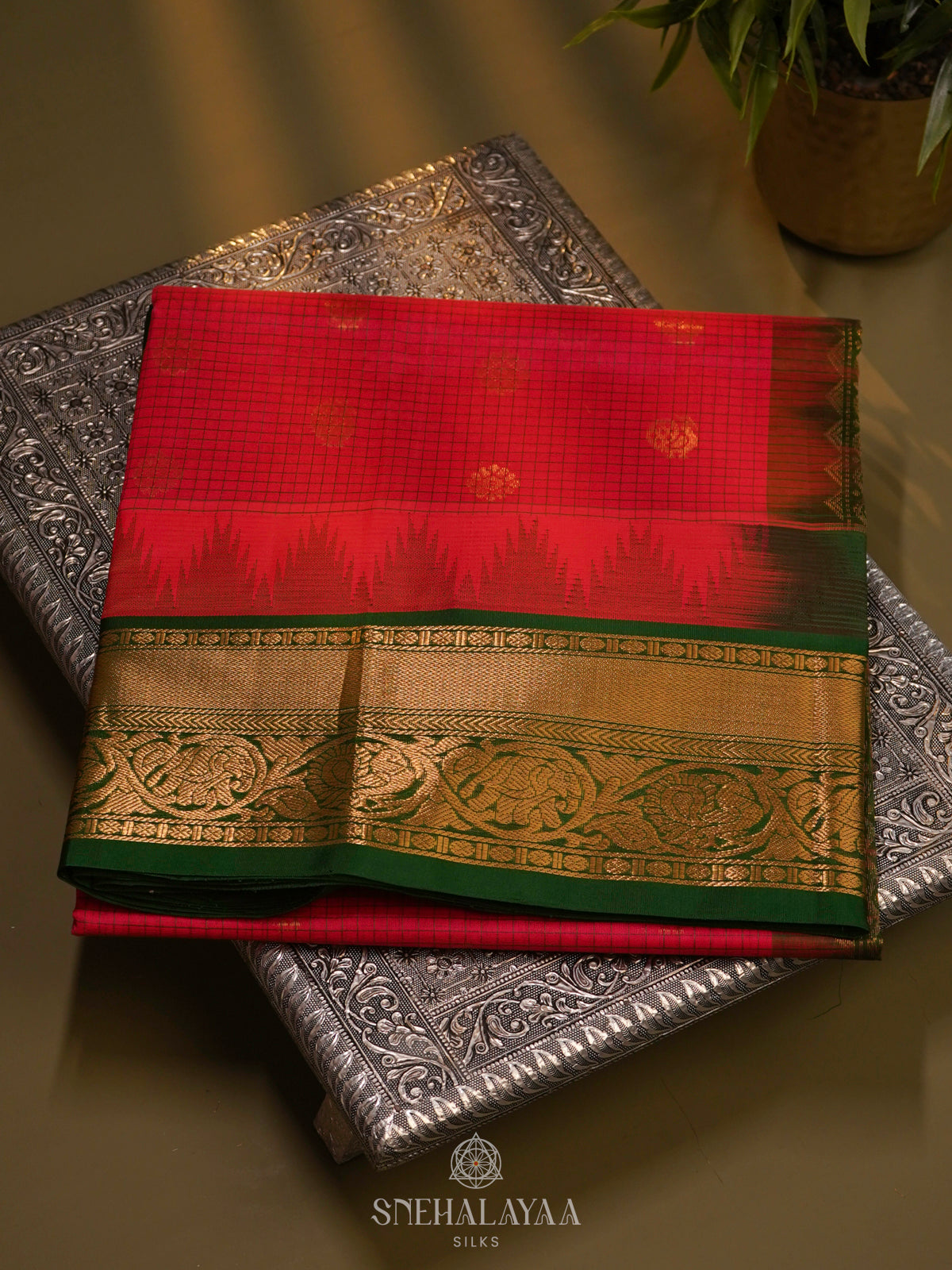 Orange Kanchi Silk Cotton Saree
