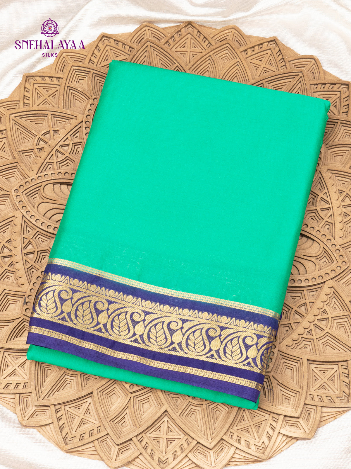 Teal Green Mysore Silk Saree