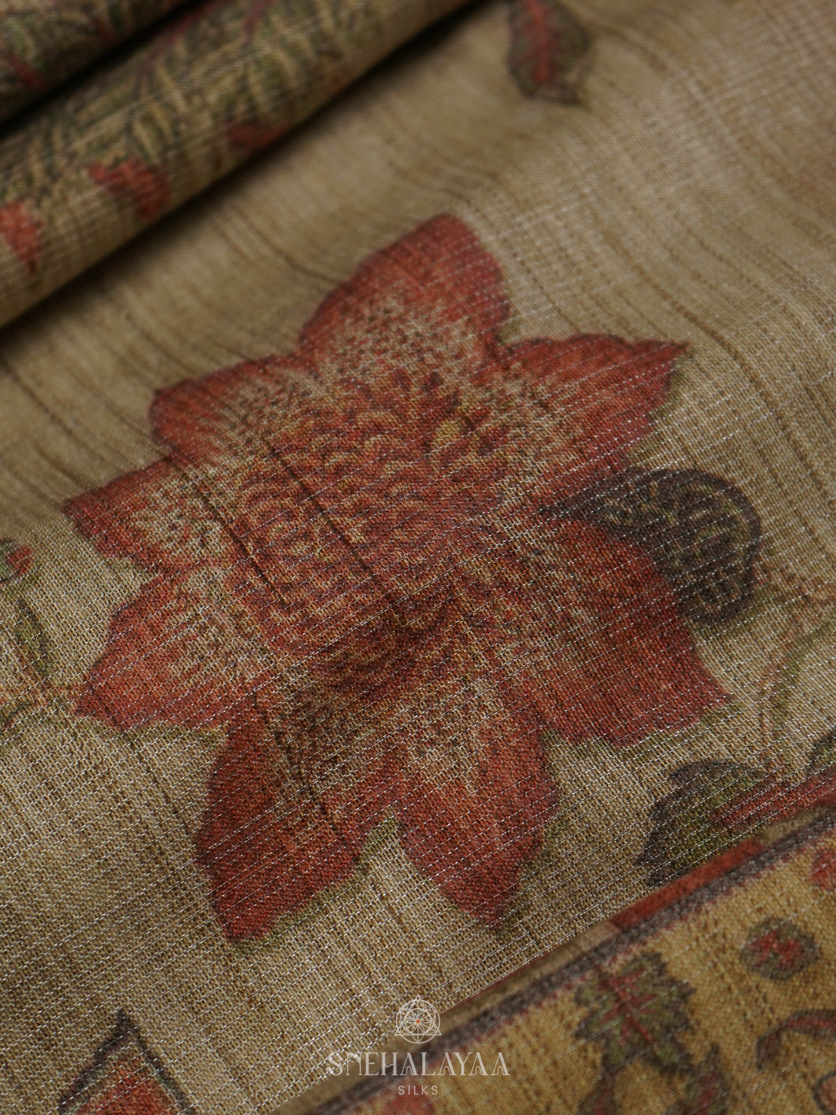 Beige Linen Tissue Saree
