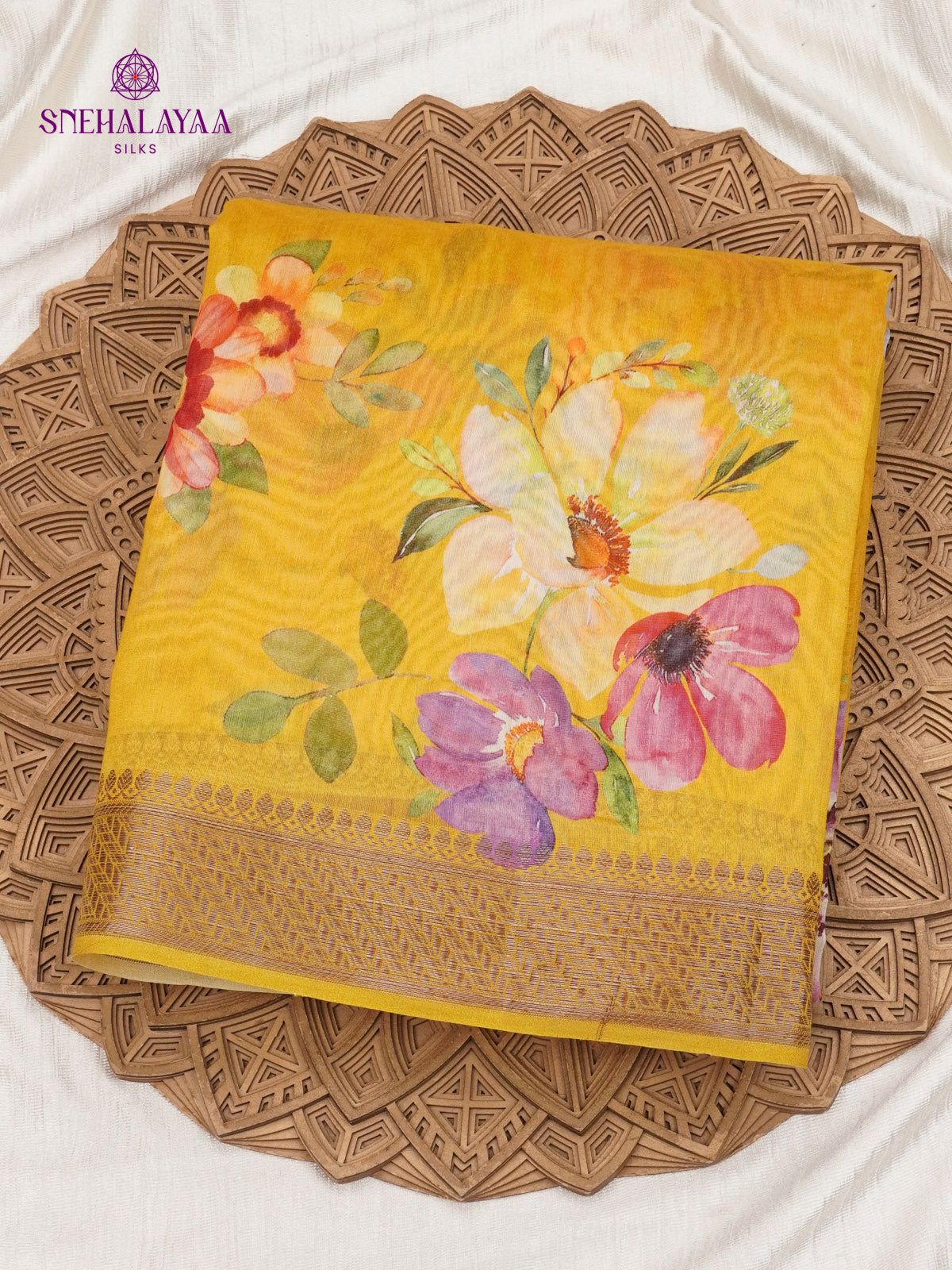 Yellow Chanderi Saree
