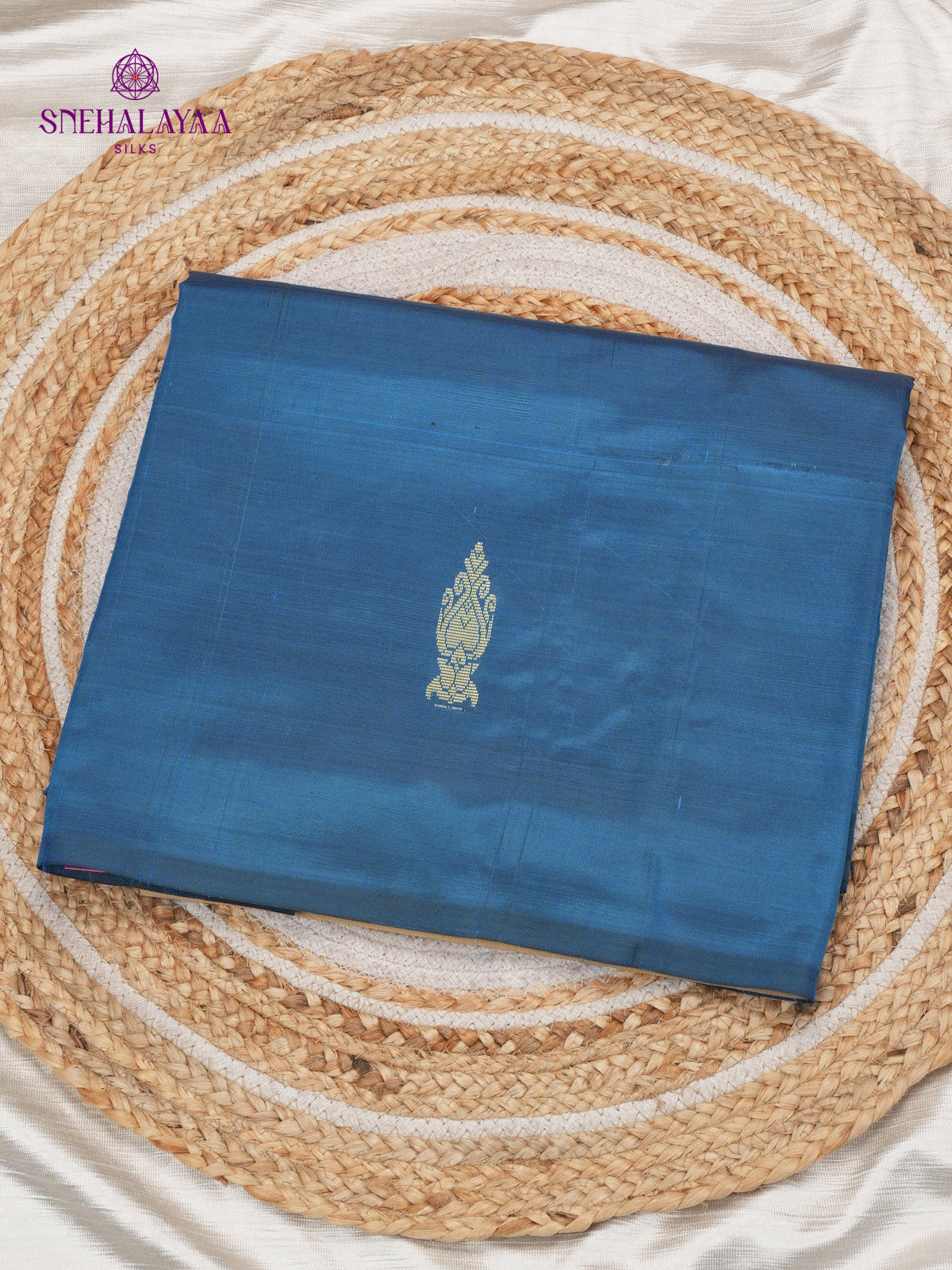 Peacock Blue Banana Pith Saree