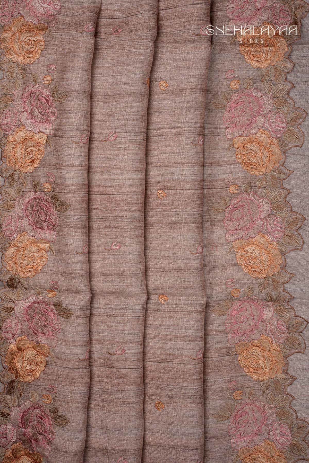 Chocolate brown Raw Silk Saree