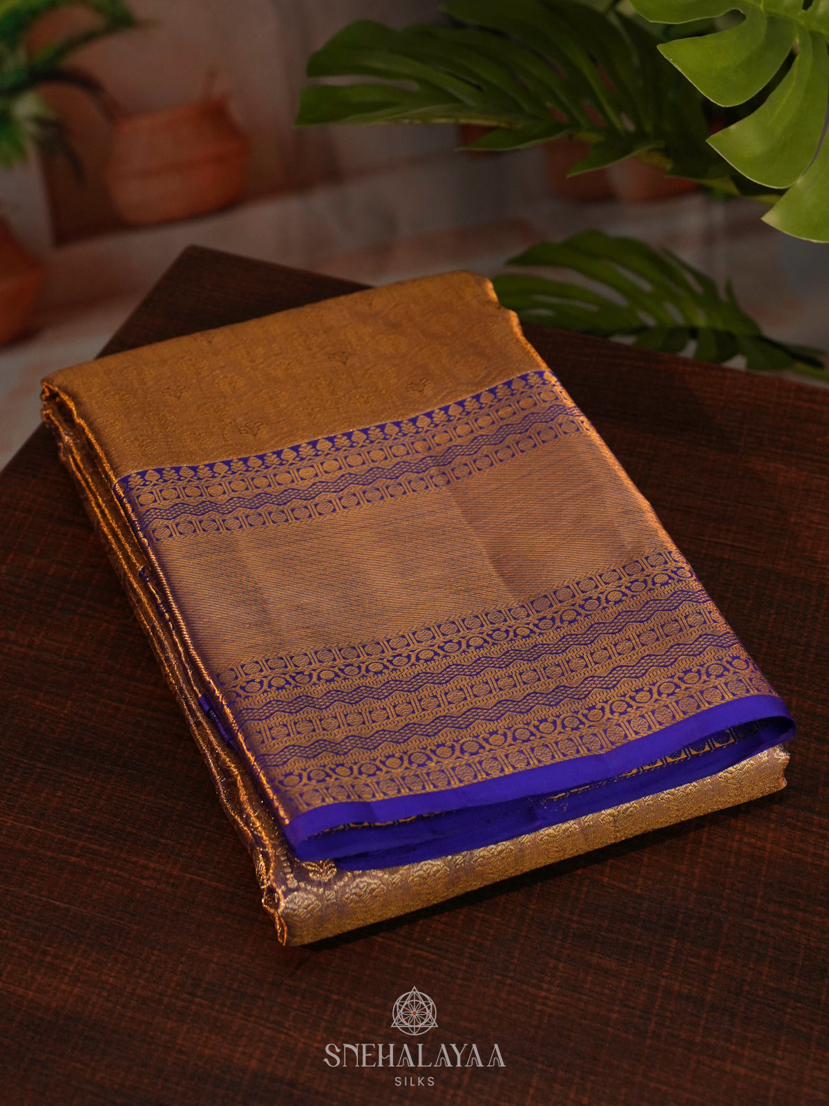 Golden Kanjivaram Silk Saree
