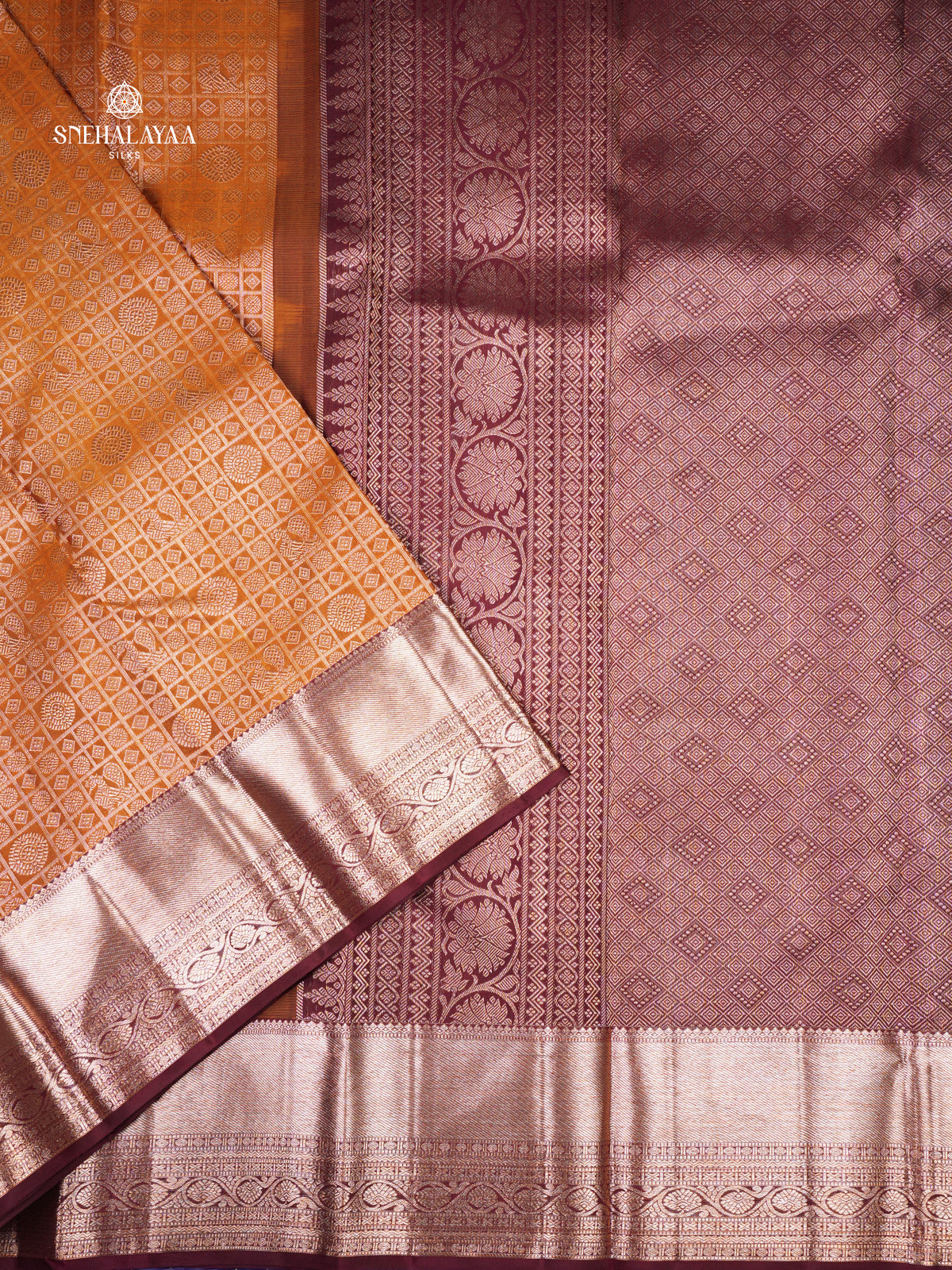 Mustard Kanjivaram silk saree
