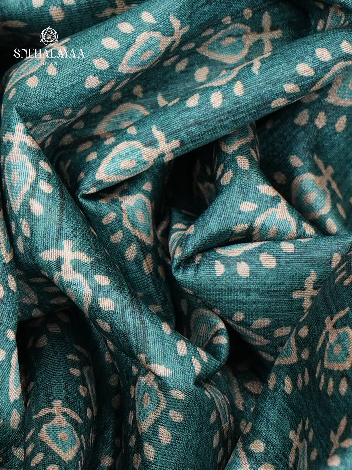 Teal Green Tussra Embroidery Saree