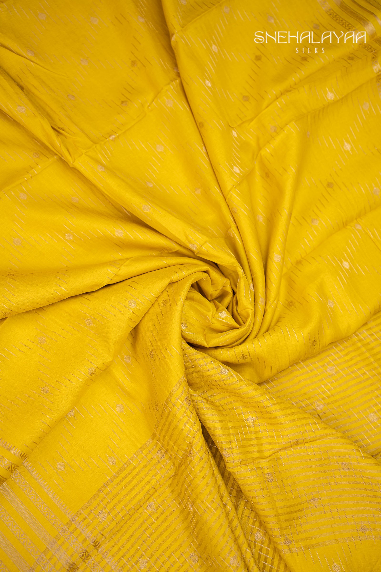 Mango Yellow Chinon Silk Saree