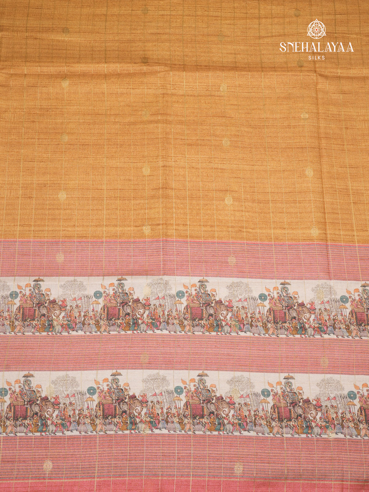 Orange Kalamkari Tussar Saree