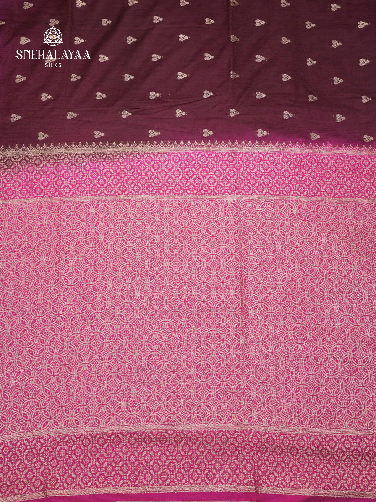 Burgundy Banaras Dola Silk Saree