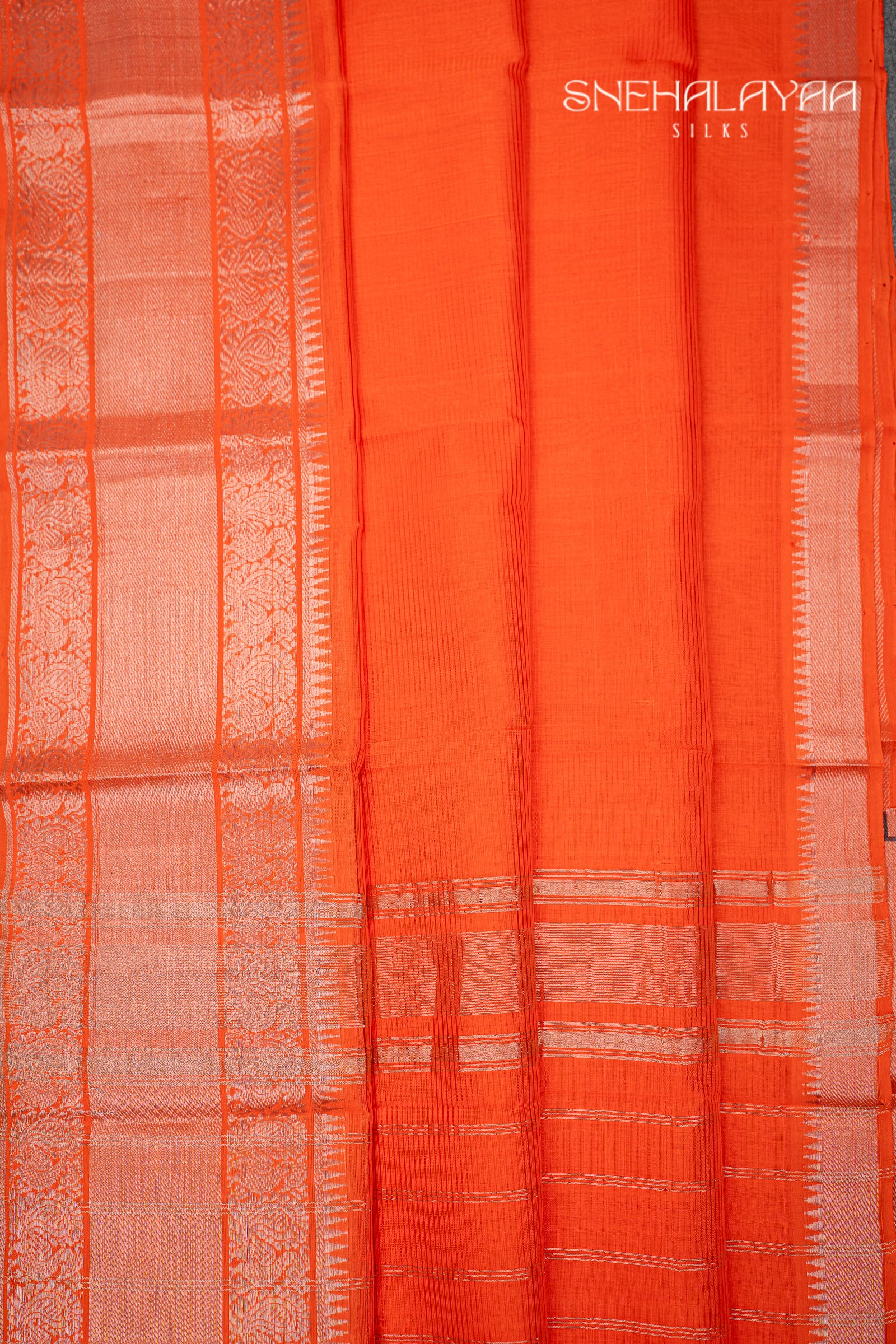 Orange Mangalgiri Silk Saree