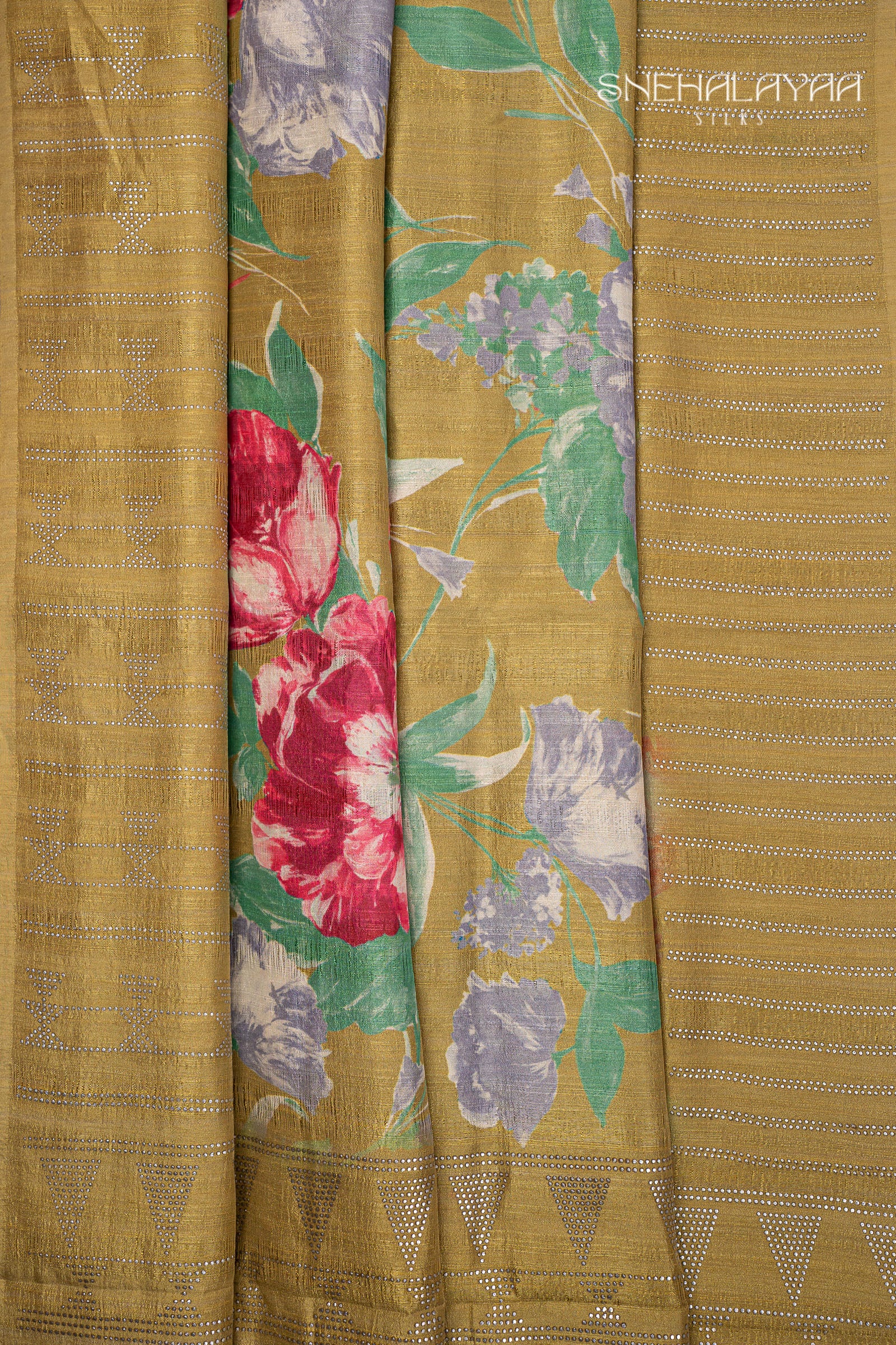 Mehendi Green Semi Tussar Saree