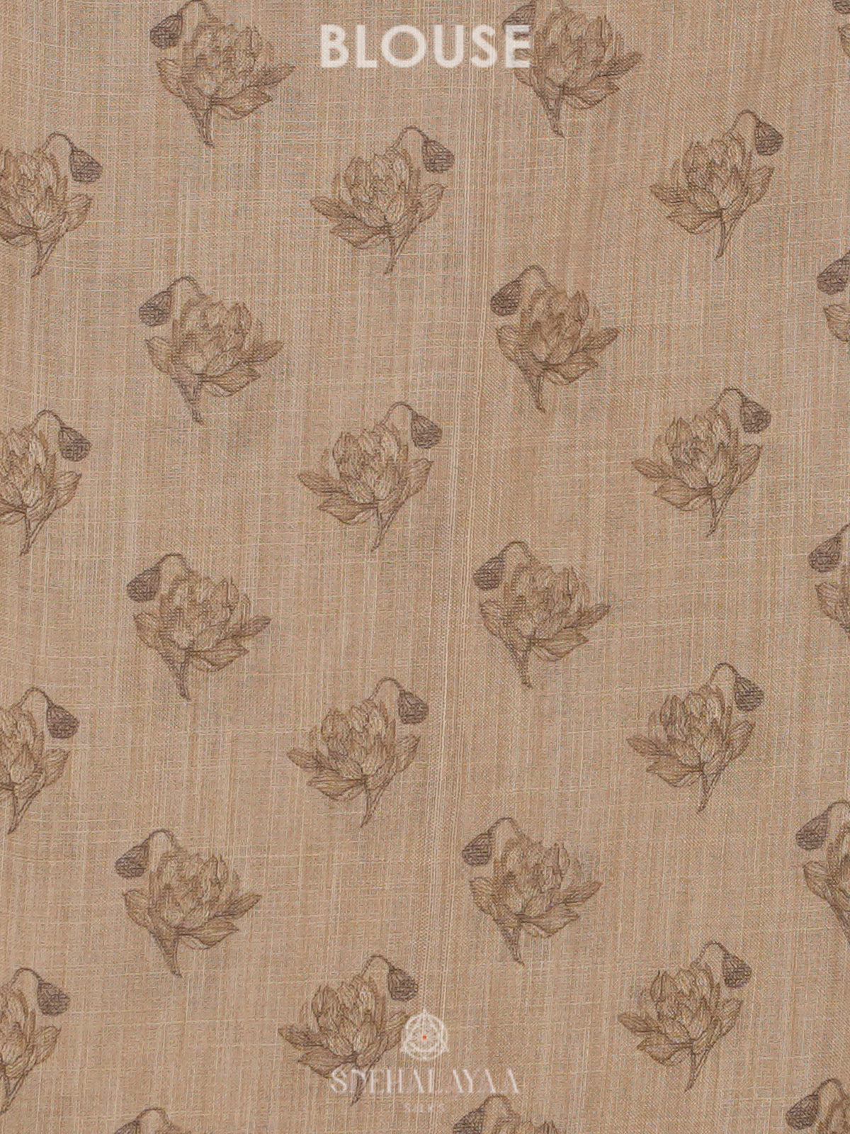 Cream Linen Embroidery Saree