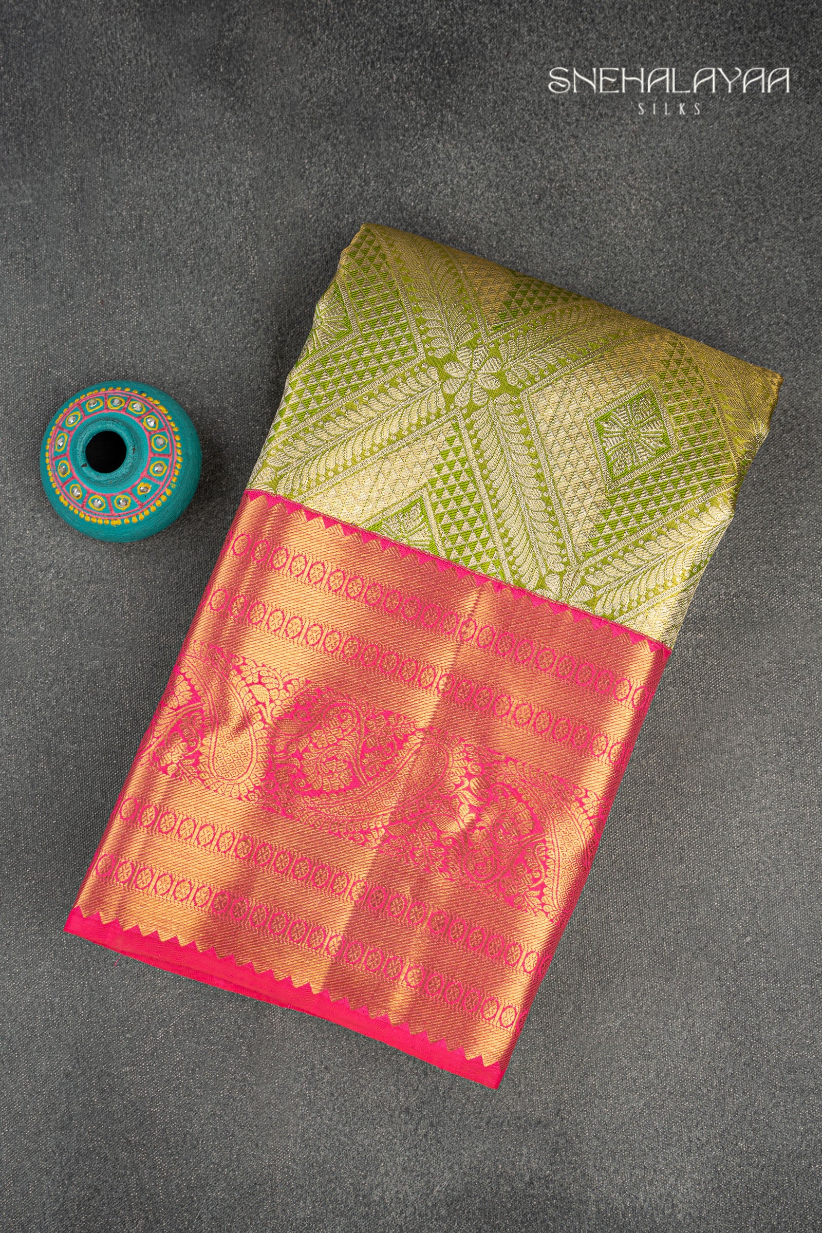 Pear Green Kancheevaram Silk Saree