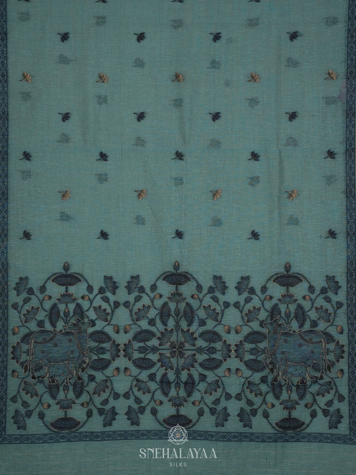 Blue Munga Cotton Saree
