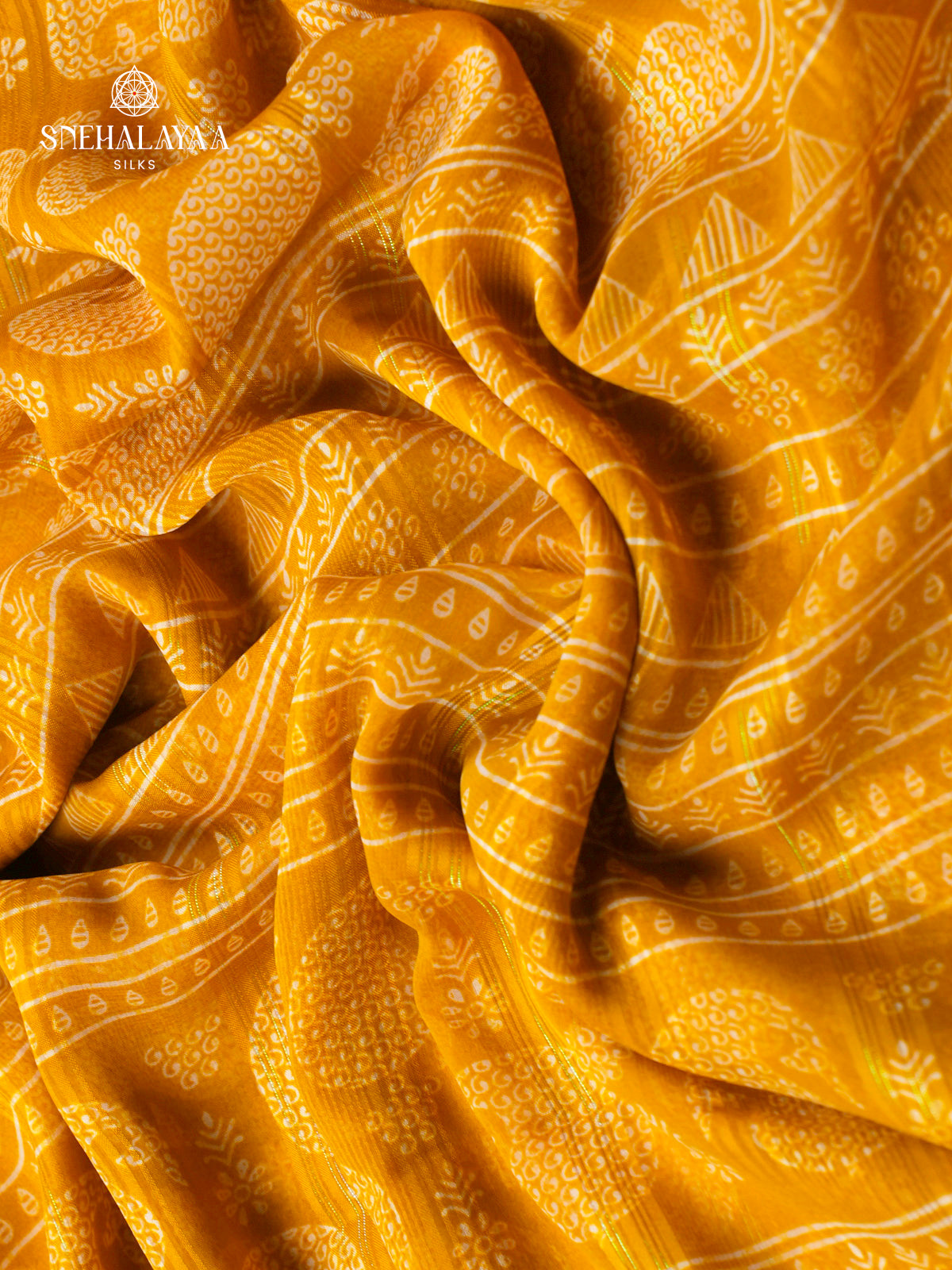 Mango Yellow Chiffon Saree