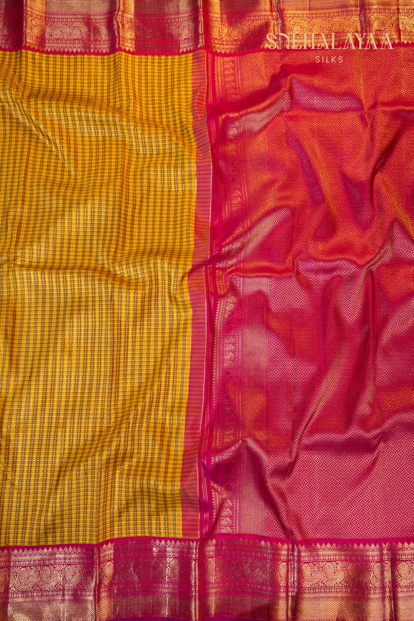 Mustard Yellow Kancheevaram Silk Saree