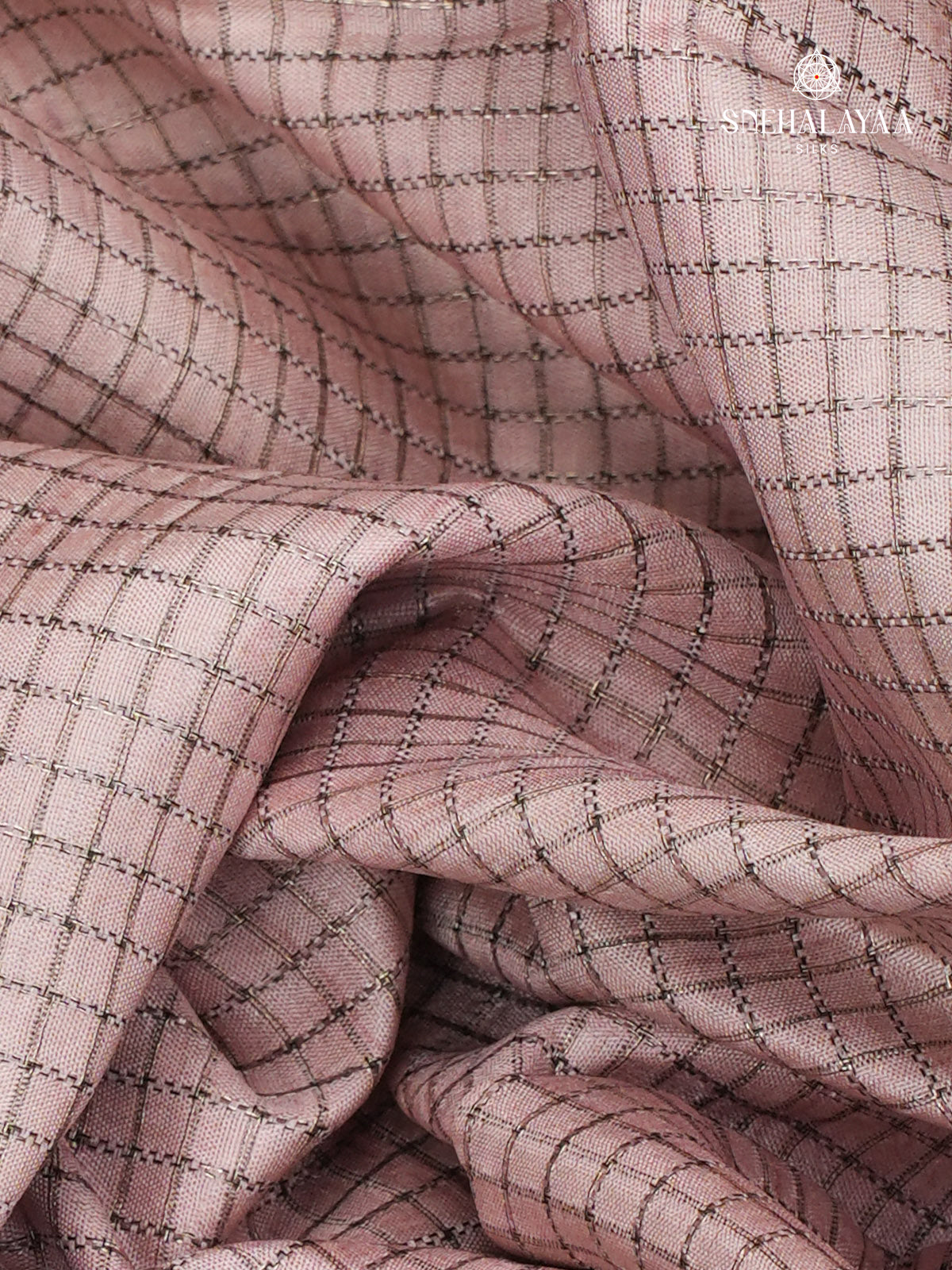 Pastel Pink Floral Printed Tussar Saree