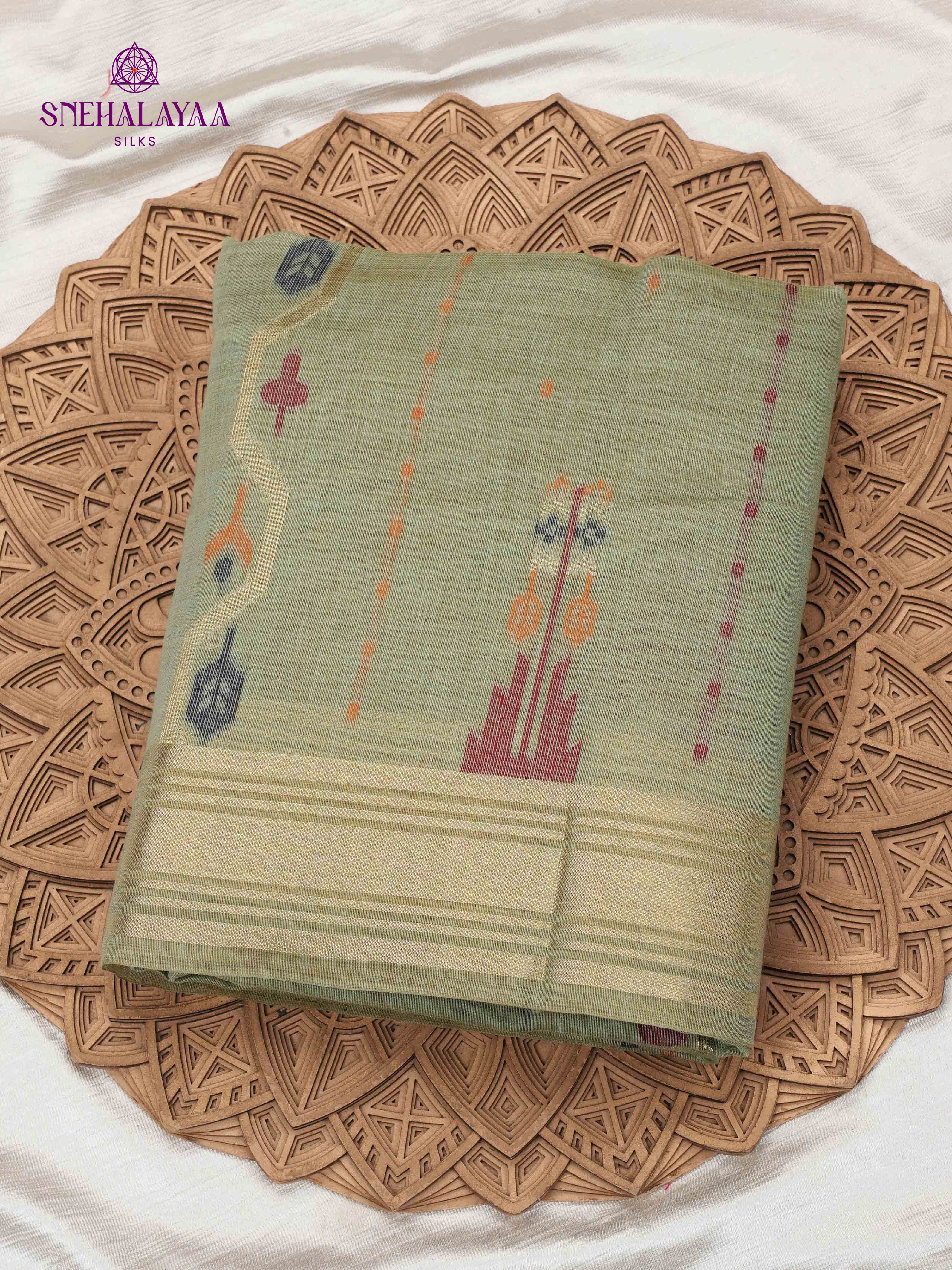 Pastel Green Munga Cotton Saree