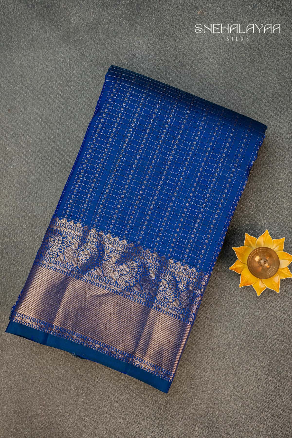 Admiral Blue Kancheevaram Silk Saree