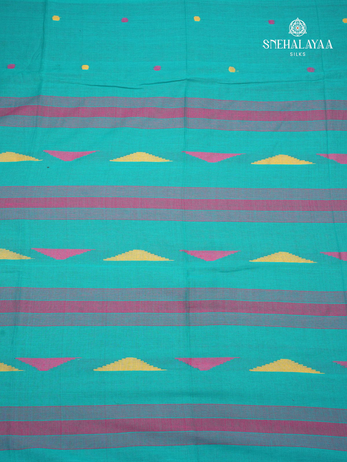 Ocean Blue Khadi Cotton Saree