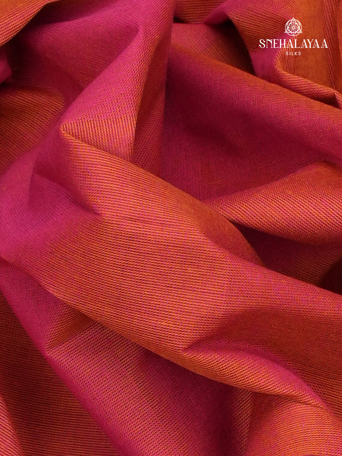 Rust Orange Handloom Cotton Saree