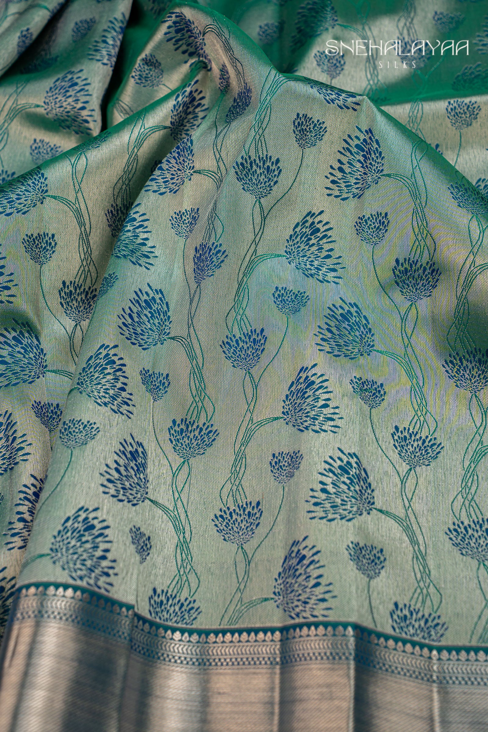 Peacock Green Kancheevaram Silk Saree