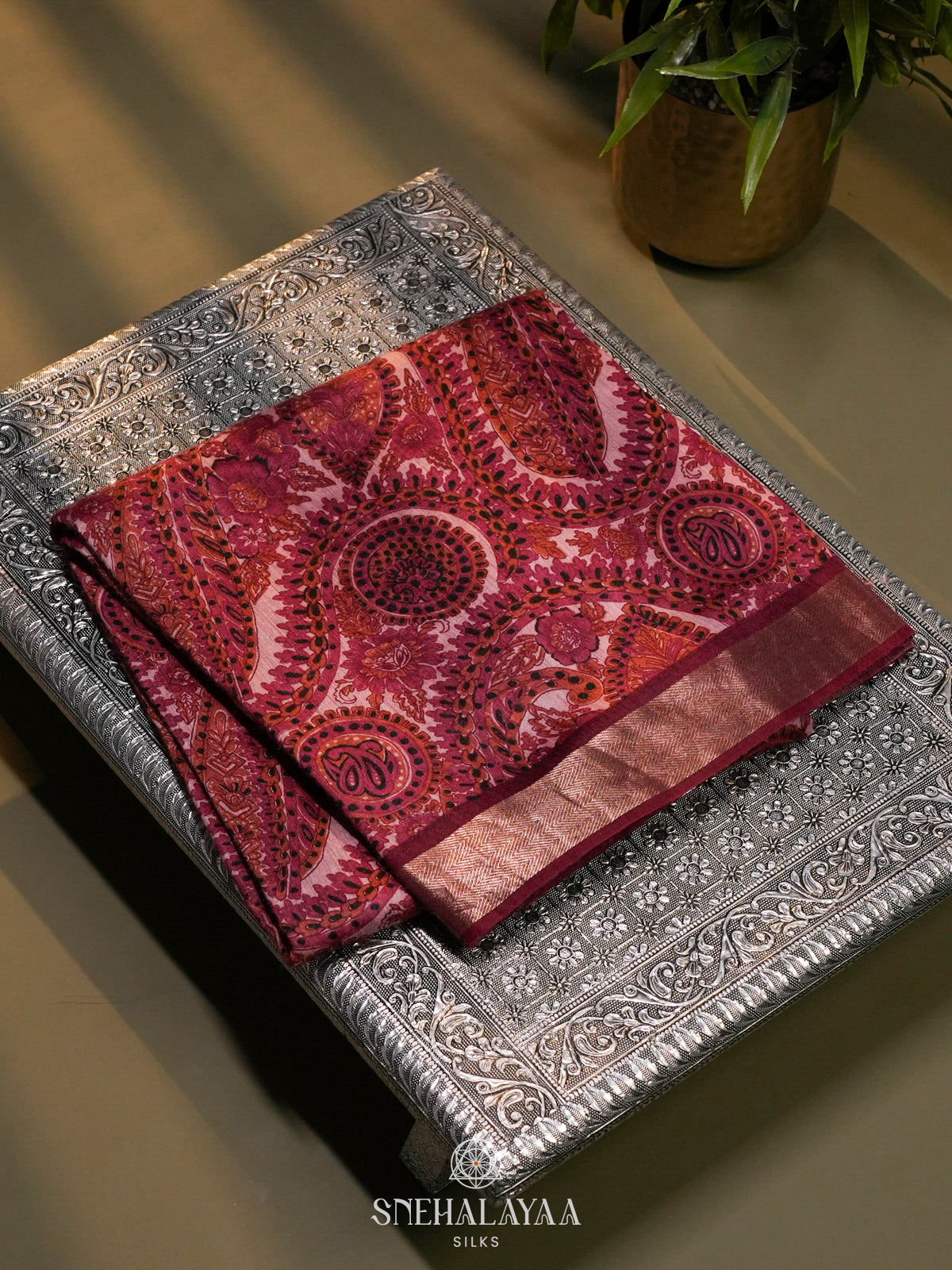 Maroon Chanderi Saree