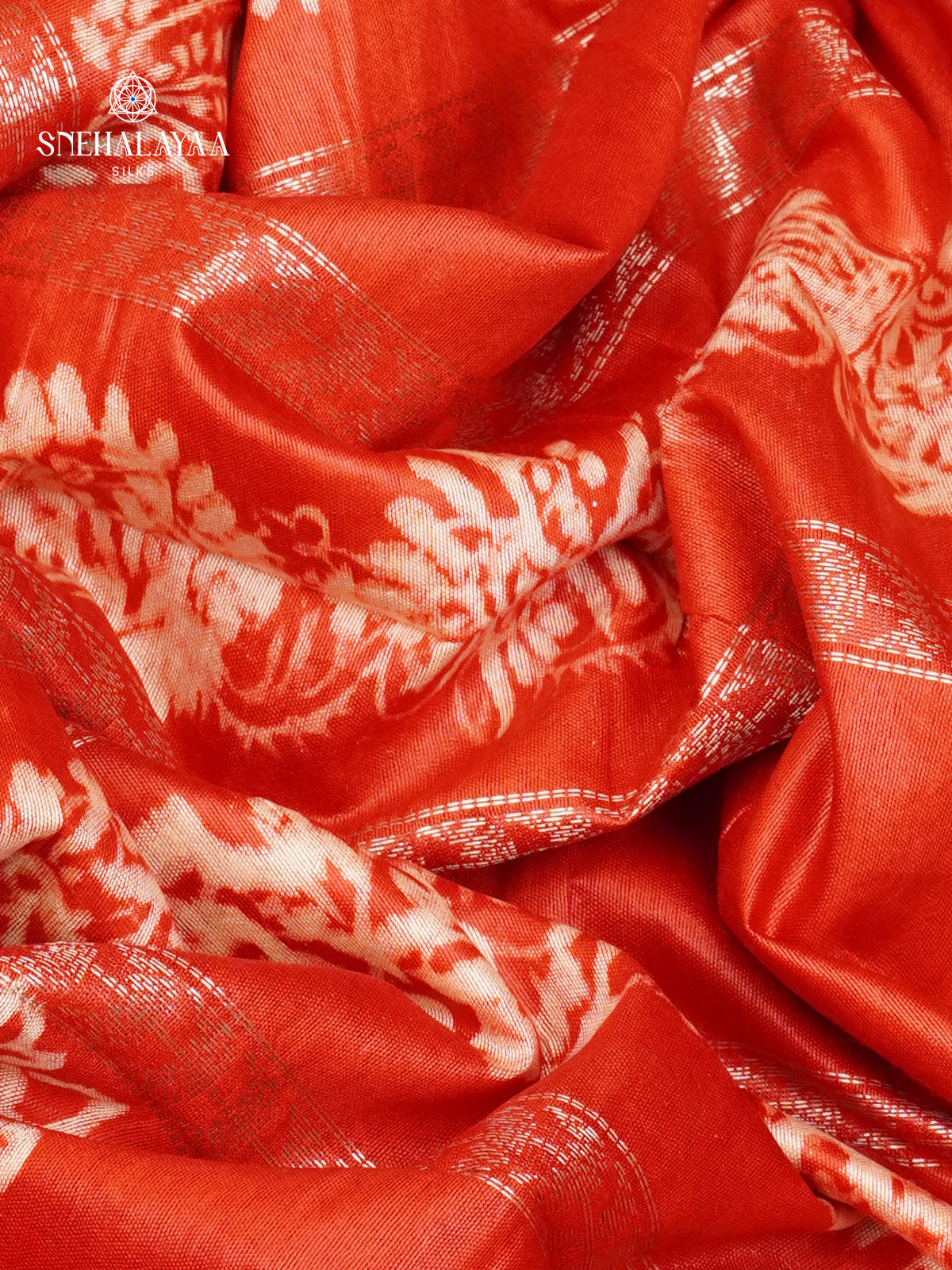 Orange Bamboo Silk Saree