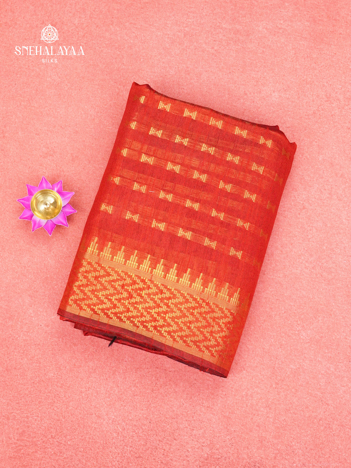 Rust Orange Bamboo Silk Saree